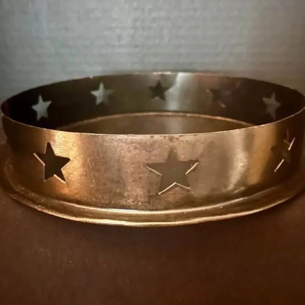 Rustic Farmhouse Traditional Metal Star Tray / Candle Holder Centerpiece